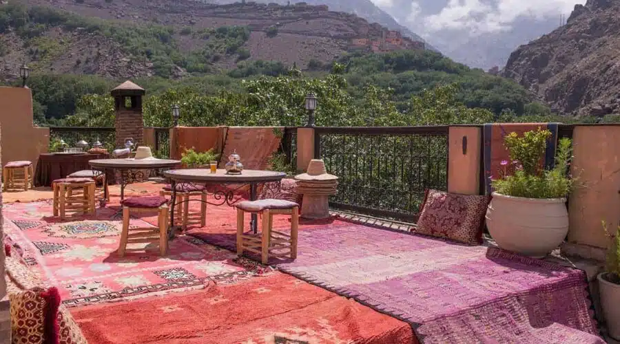 waiting for lunch after a walk in Toubkal National Park in the Atlas Mountains