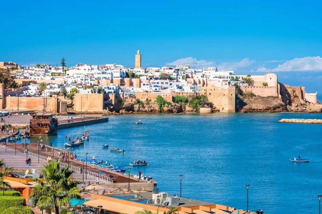 Kasbah of the Udayas fortress and white-washed medina above Bou Regreg river in Rabat